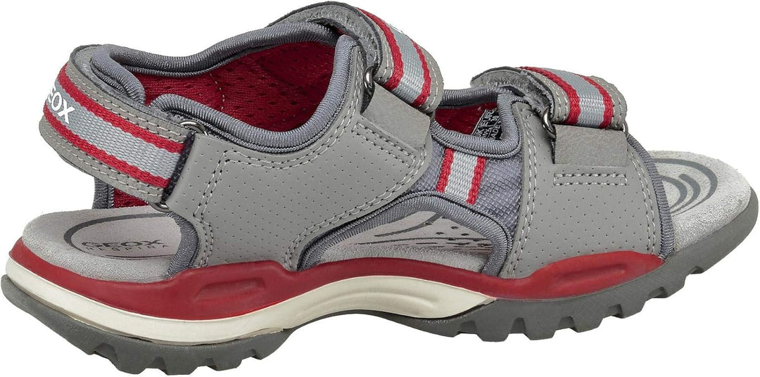 Geox Jungen J Borealis Boy DSandalen 28 EU Grau Grey Red C0051, 28 EU Grau Grey Red C0051