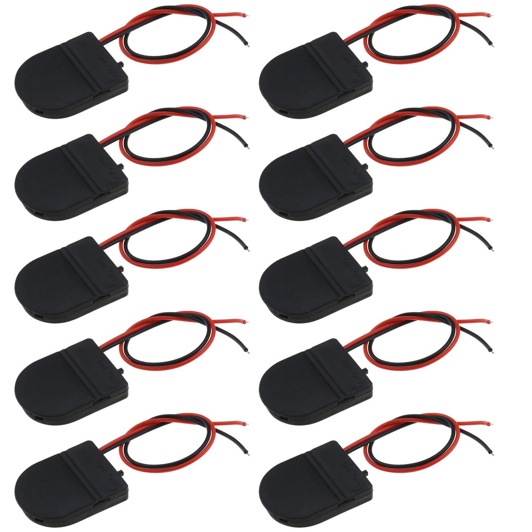 10 Stück Batteriehalter 3 V CR2032 Knopf-Halterung Batteriegehäuse mit Ein-/Ausschalter Bleidraht 26