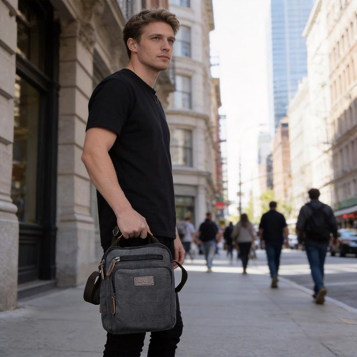 Umhängetasche Schultertasche für Herren, Damen und Jungen, Kuriertasche aus Canvas, Herrentasche für