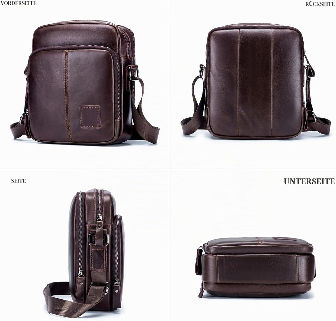 BAIGIO Schultertasche Umhängetasche Herren Leder Vintage Herrentasche Messenger Bag mit Schultergurt