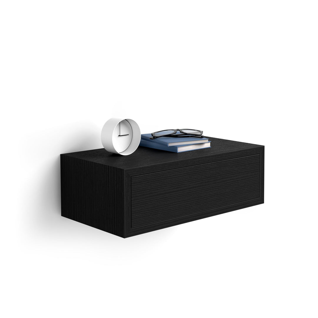 MOBILI FIVER, Riccardo Nachttisch, Esche, Schwarz, Made In Italy Esche Schwarz, Esche Schwarz