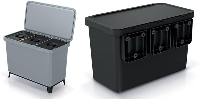 BirnePower Mülleimer 3er Set 3x 10L Müllbehälter Abfalleimer 30L Mülltrennsystem Müllsammler Set Ein