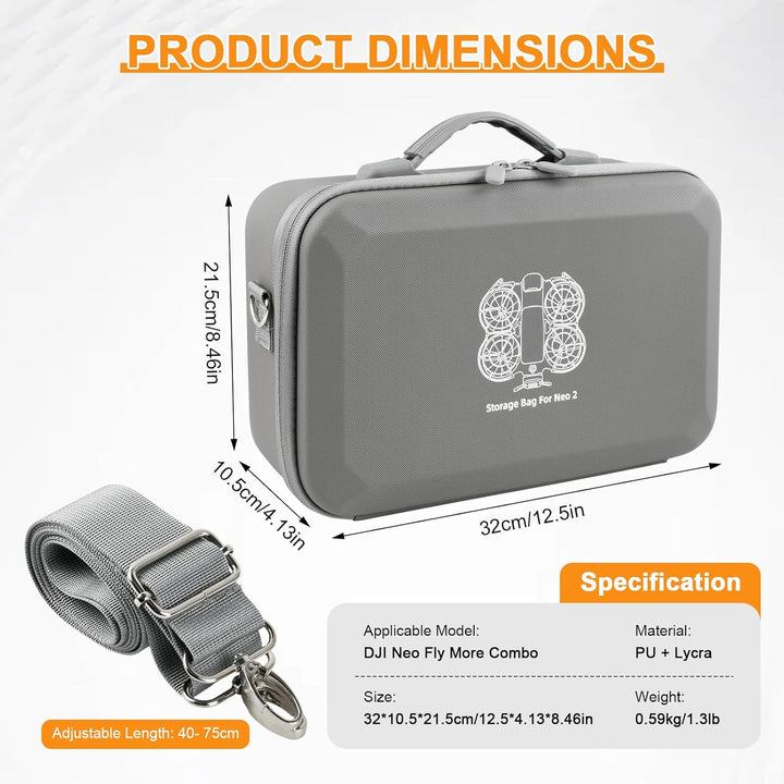 Tasche Kompatibel mit DJI Neo 2, PU Tragetasche Case mit Schultergurt, Leichte Schutztasche Aufbewah