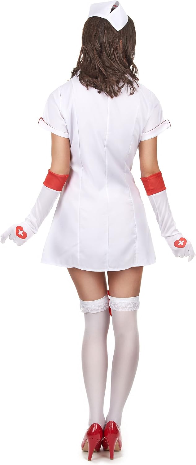 KULTFAKTOR GmbH Heisse Krankenschwester Damenkostüm Ärztin weiss-rot M/L M-L, M-L