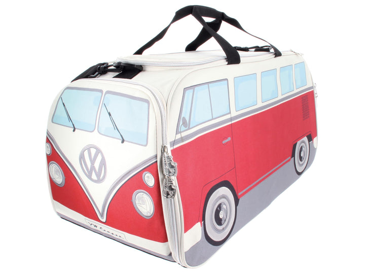 BRISA VW Collection - T1 Bulli Bus Sporttasche Reisetasche Gross Rot und Beige Gross (60 x 30 x 30 c