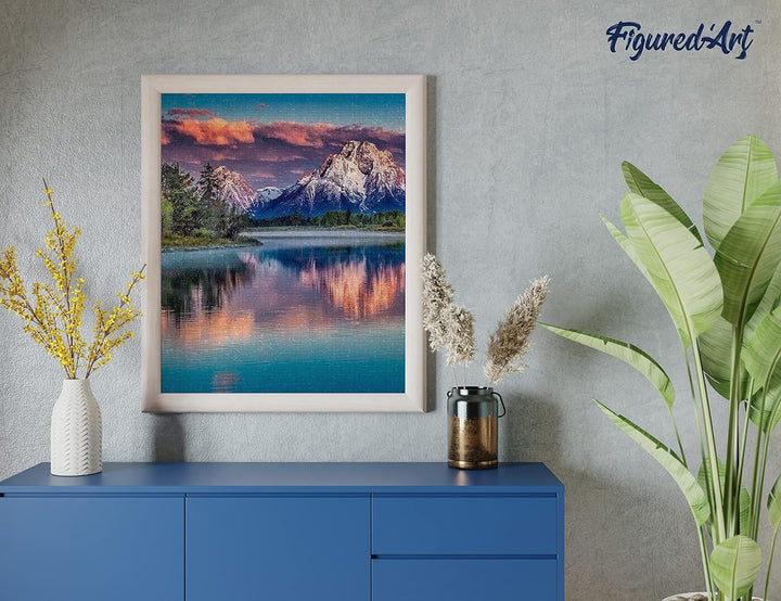 Figured'Art Diamond Painting Erwachsene 40x50cm Ganze Leinwand gerollt Berglandschaft und See 5D Bil