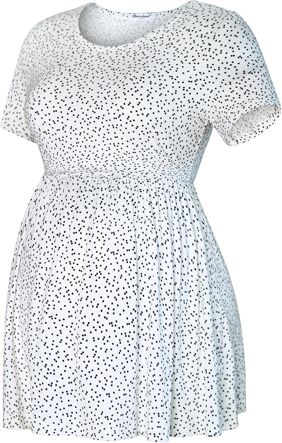 Bearsland Maternity Tops Short Sleeve Scoop Neck Breastfeeding T-Shirt Pregnancy Clothes, M Lake Blu