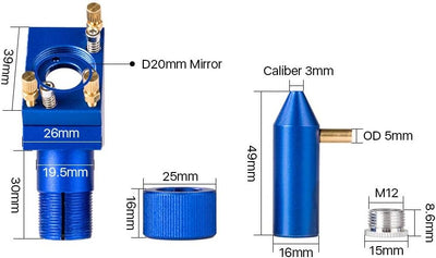 Cloudray CO2 Laser Head CO2 Laserkopfdurchmesser 12-20 mm FL 50,8 mm CO2 Lasergravierer (Laser Kopf