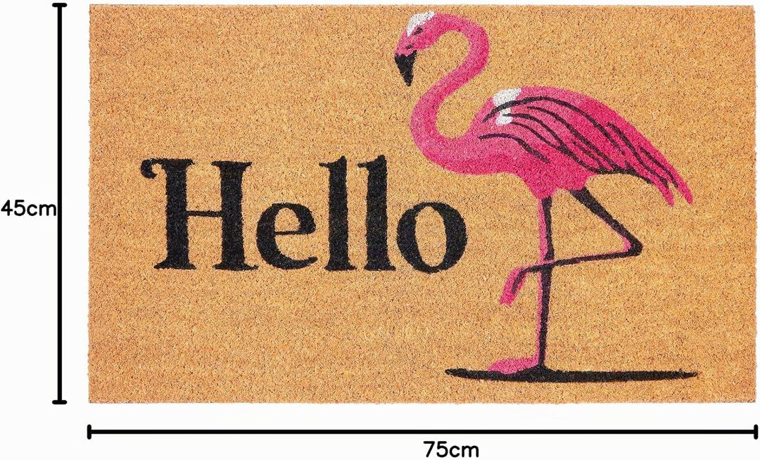 BRUBAKER Fussmatte für Aussen und Innen - Hello Flamingo - 45 x 75 cm Schmutzfangmatte - Fussabtrete