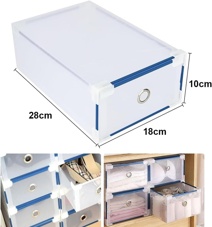 20 Stück Schuhboxen - Stapelbare Schuh Organizer aus Transparentem Kunststoff mit Schubladen - DIY S