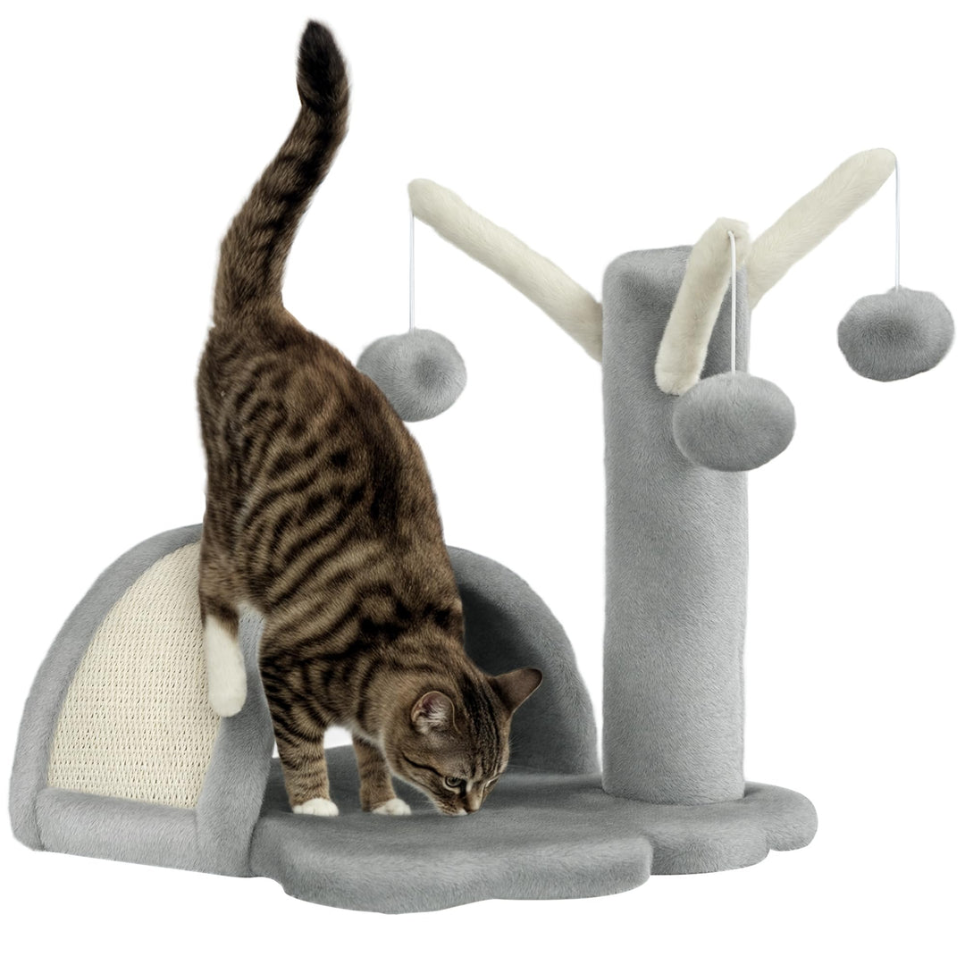 PawHut Kratzbaum 40 cm Kleiner Katzenturm mit Höhle, 2 Spielball, Kratzmatte, Katzenkratzbaum, Klett