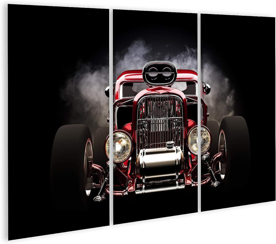 islandburner Bild auf Leinwand Hotrod Mit Rauch Hintergrund 3D Modell Bilder Wandbilder Poster Leinw