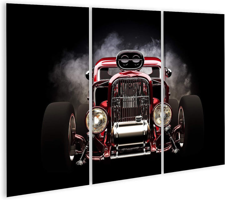 islandburner Bild auf Leinwand Hotrod Mit Rauch Hintergrund 3D Modell Bilder Wandbilder Poster Leinw