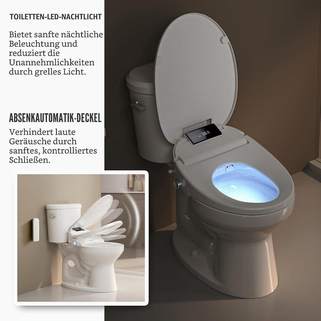 WLJBIDET Bidet Toilettensitz mit Fernbedienung, Elektronisch Beheizbarer Dusch WC Aufsatz mit Einste