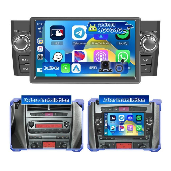 Hikity 4G+64G Autoradio Android 15 für FIAT Punto 2005-2009/Linea 2007-2011 mit 7-Zoll-Touchscreen,