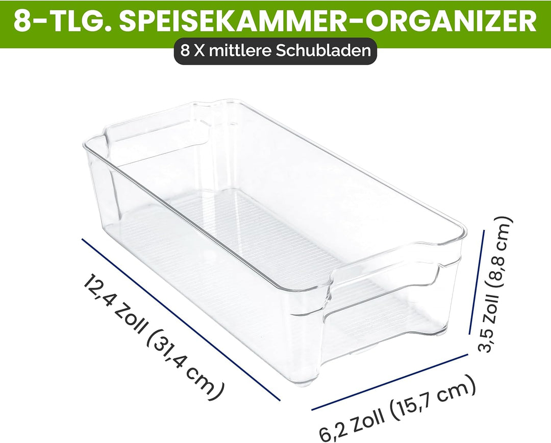 KICHLY Hochwertige Vorratsschrank Küche Organizer - Set von 6 Stauraum für Kühlschrank, Schränke, Re