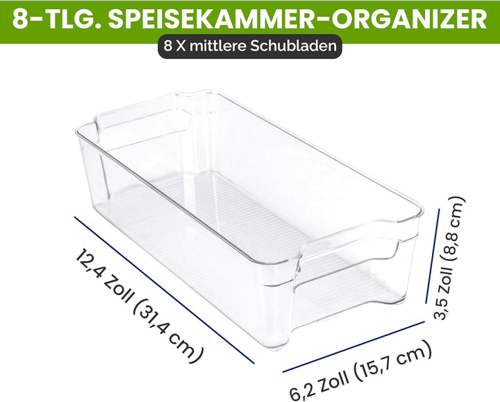 KICHLY Hochwertige Vorratsschrank Küche Organizer - Set von 6 Stauraum für Kühlschrank, Schränke, Re
