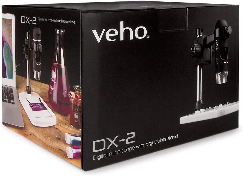 Veho Discovery DX-2 Digitales USB-Mikroskop, 3 MP, 500-fache Vergrösserung, Fotoaufnahme, Videoaufna