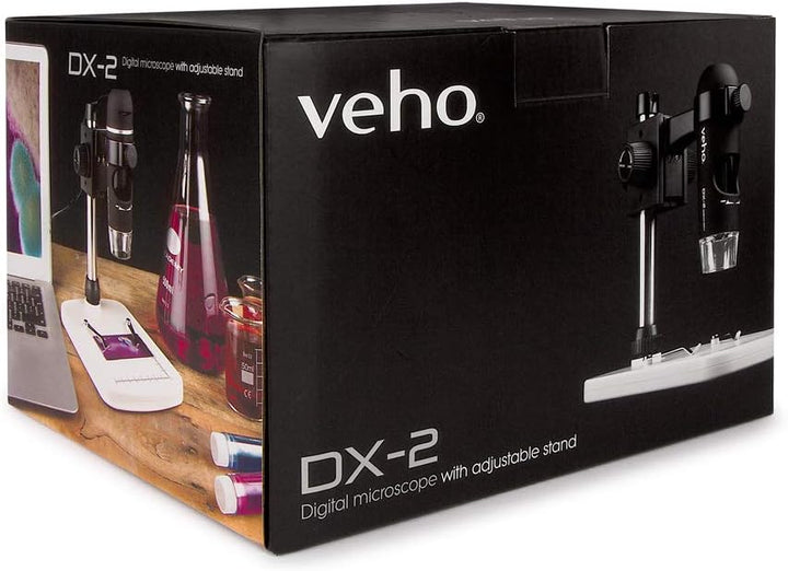 Veho Discovery DX-2 Digitales USB-Mikroskop, 3 MP, 500-fache Vergrösserung, Fotoaufnahme, Videoaufna
