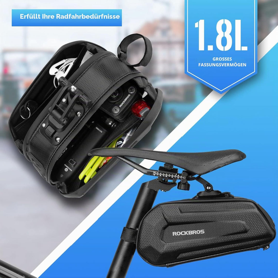ROCKBROS Fahrrad Satteltasche Fahrradtasche Wasserabweisend 3D Hard Shell Fahrradsitz Tasche mit Sch