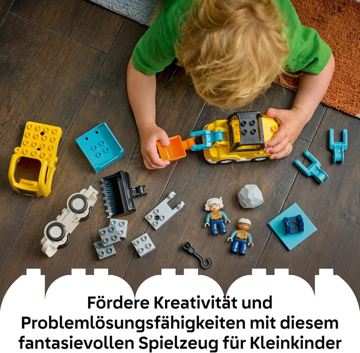 LEGO DUPLO 3-in-1 Baufahrzeuge - Pädagogisches Montessori Spielzeug für Kleinkinder mit Lastwagen, B