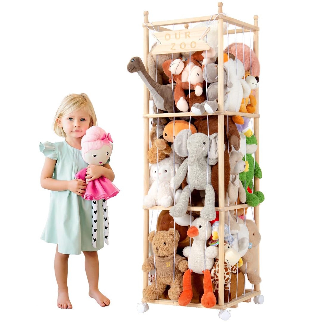 Massiv Kiefer Zoo Aufbewahrung Kuscheltier Organizer für Kinderzimmer | Massivem Kiefernholz, unters
