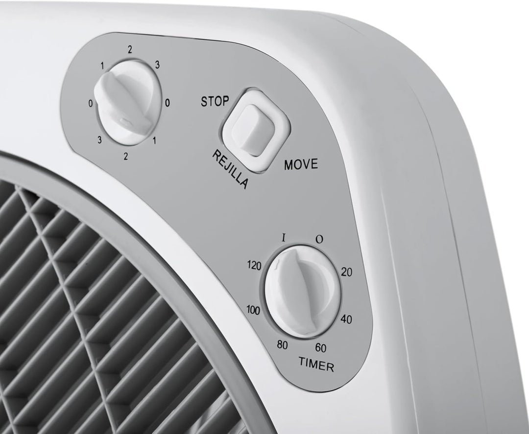 Orbegozo BF 0140 - Ventilator Box Fan mit 3 Geschwindigkeiten, Drehfunktion, Timer, Blattgrösse von