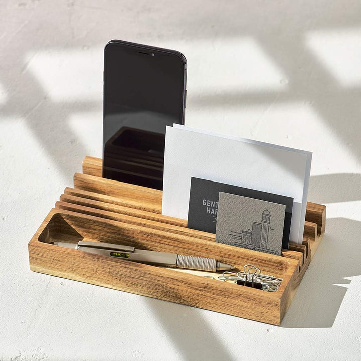 Gentlemen's Hardware Schreibtisch-Organizer aus Holz mit Telefonständer – enthält Stauraum für Stift