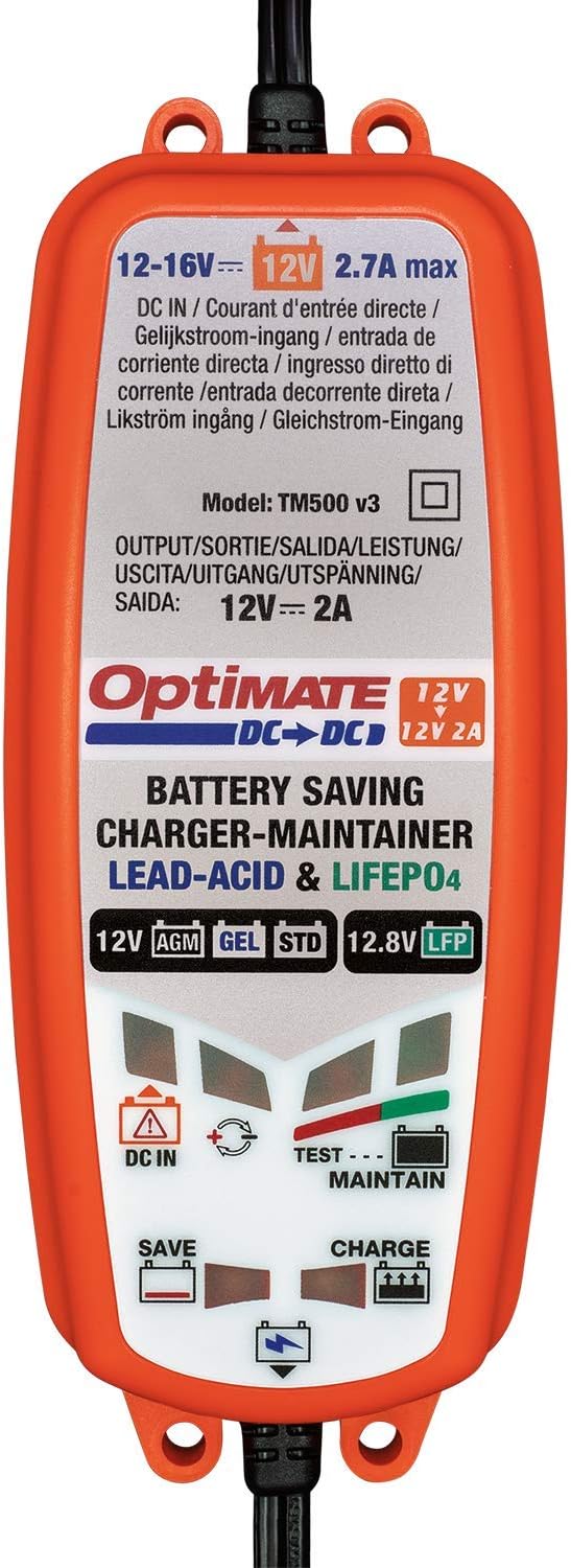 TecMate OptiMATE DC to DC Ladegerät TM500, 12V-Ladegerät für 12V-Batterien/Gleichstromversorgung Sin