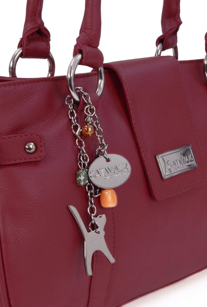 Catwalk Collection Handbags - Damen Leder Schultertasche - Handtasche Mittelgross für Notizbuch A5 -