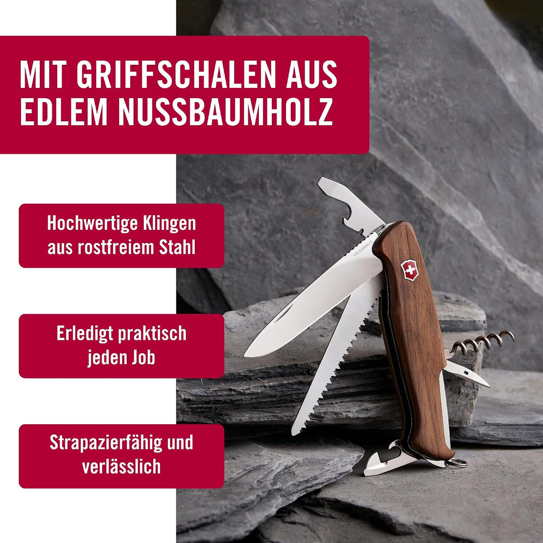 Victorinox Schweizer Taschenmesser gross, Ranger 55, Swiss Army Knife, Multitool, 10 Funktionen, Fes