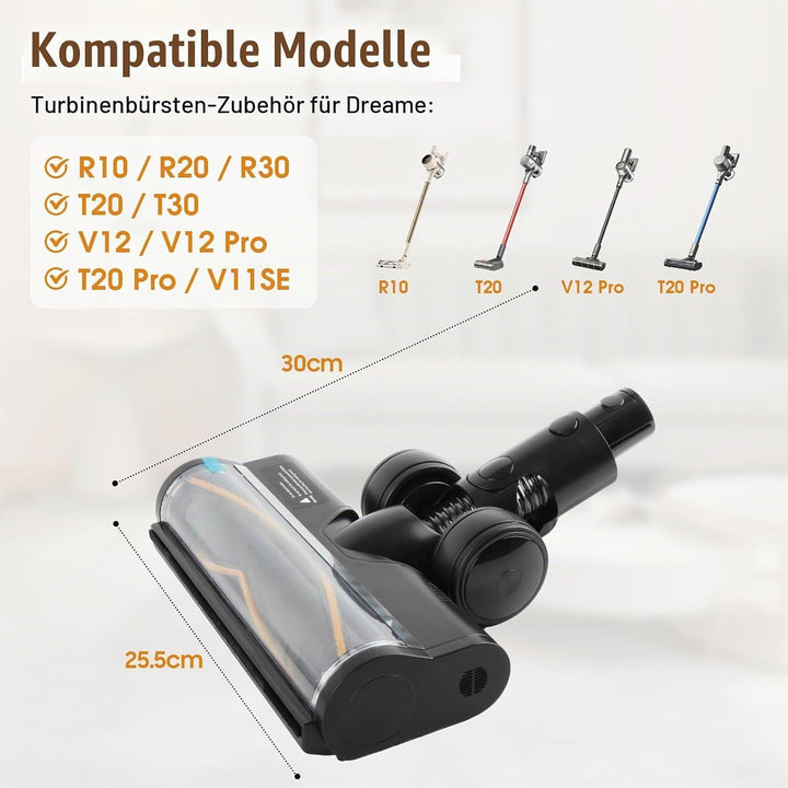 Bürste Kompatibel mit Dreame R20 T20 T30 R30 V12 V12 Pro T20 pro V11SE R10, Turbine Bürste mit LED S