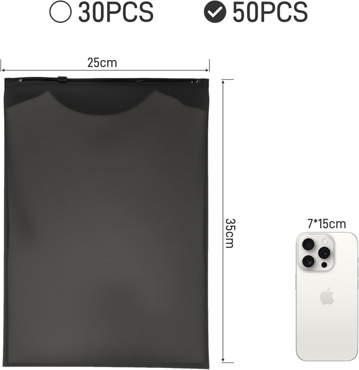 Zip Beutel für Kleidung, 50 Stück 25 * 35cm Zip Beutel Klein, Wiederverwendbar Zipper Beutel für Kle