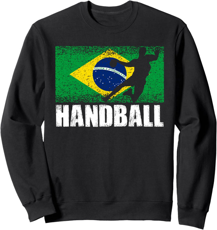 Handball Sport, Retro Brasilien Flagge, Brasilianischer Sweatshirt