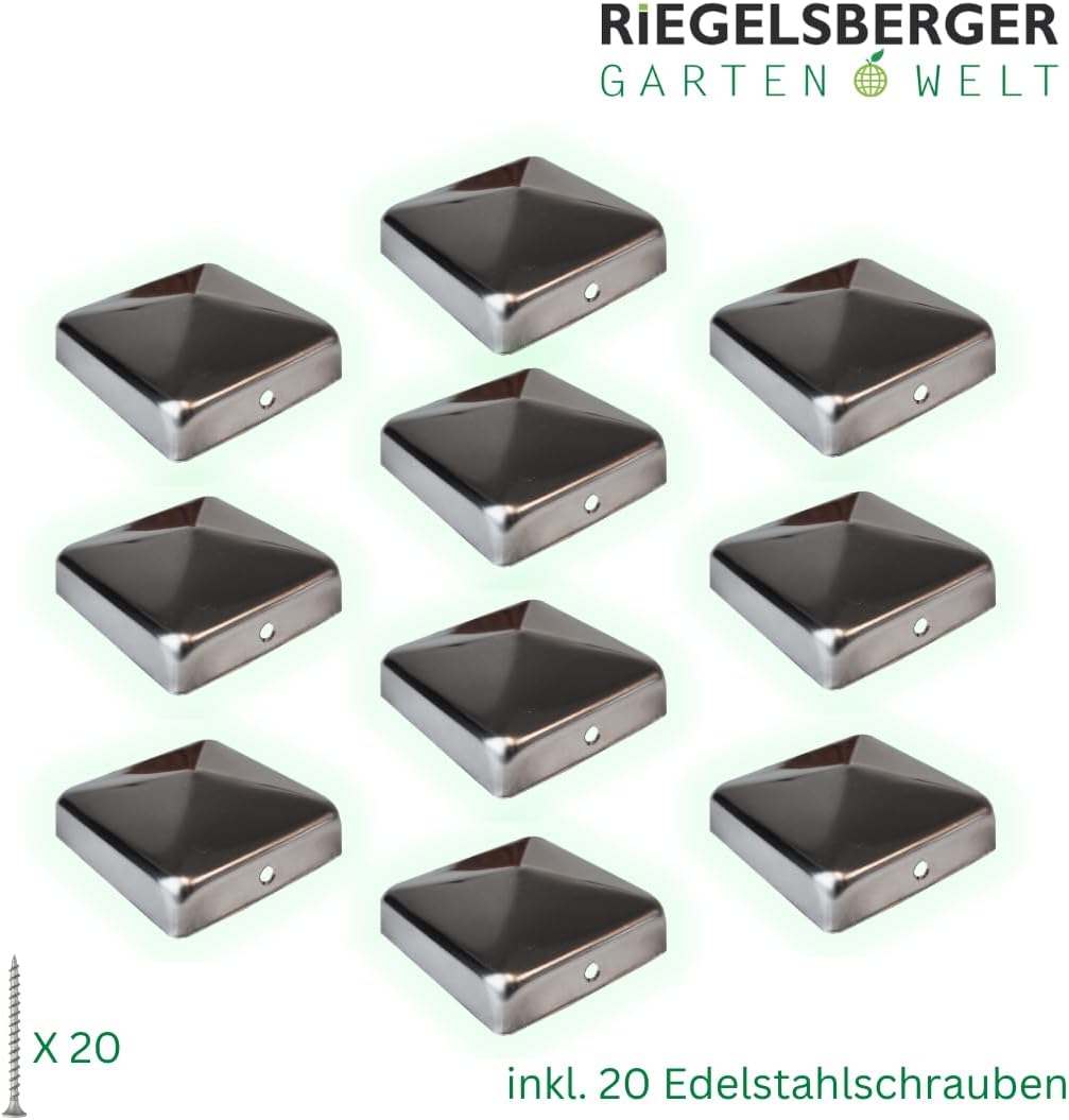 Gartenwelt Riegelsberger Pfostenkappe 91x91 mm aus Edelstahl Pyramidenform | Für 90x90 mm Kantholzpf