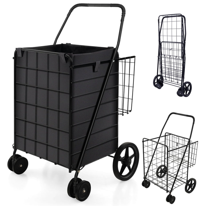 GOPLUS Klappbarer Einkaufswagen, Mehrzweckwagen bis zu 40 kg belastbar, Einkaufstrolley mit Rollen &amp;