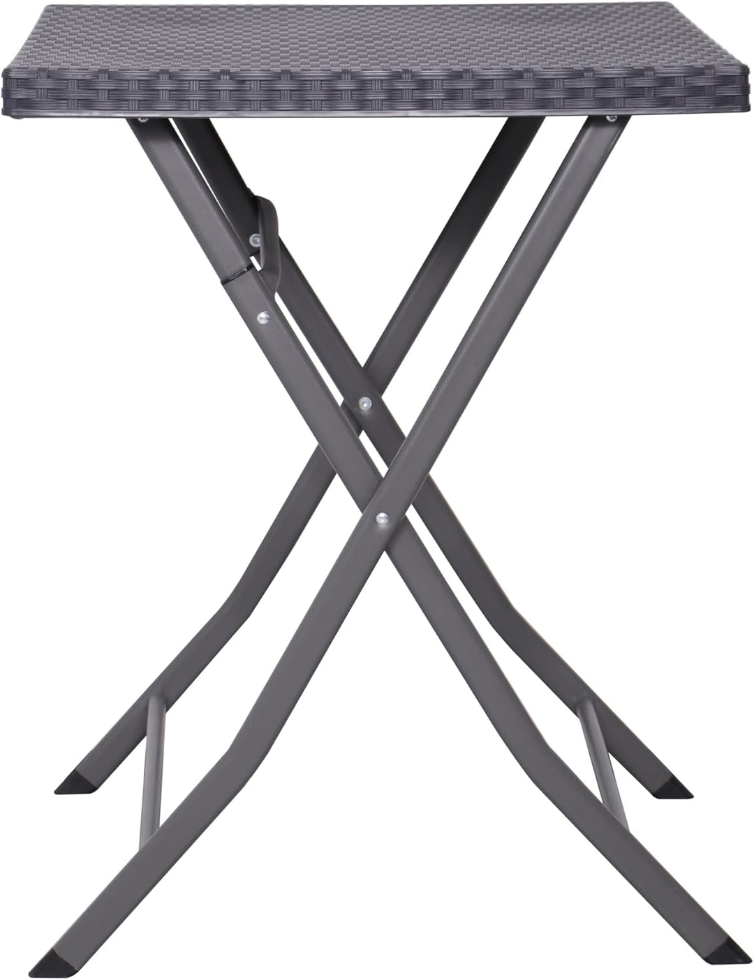 aro Outdoor Klapptisch, Stahl und Polypropylen, Rattan Optik, Grau, 58 x 58 x 76 cm, Wetterfest, für