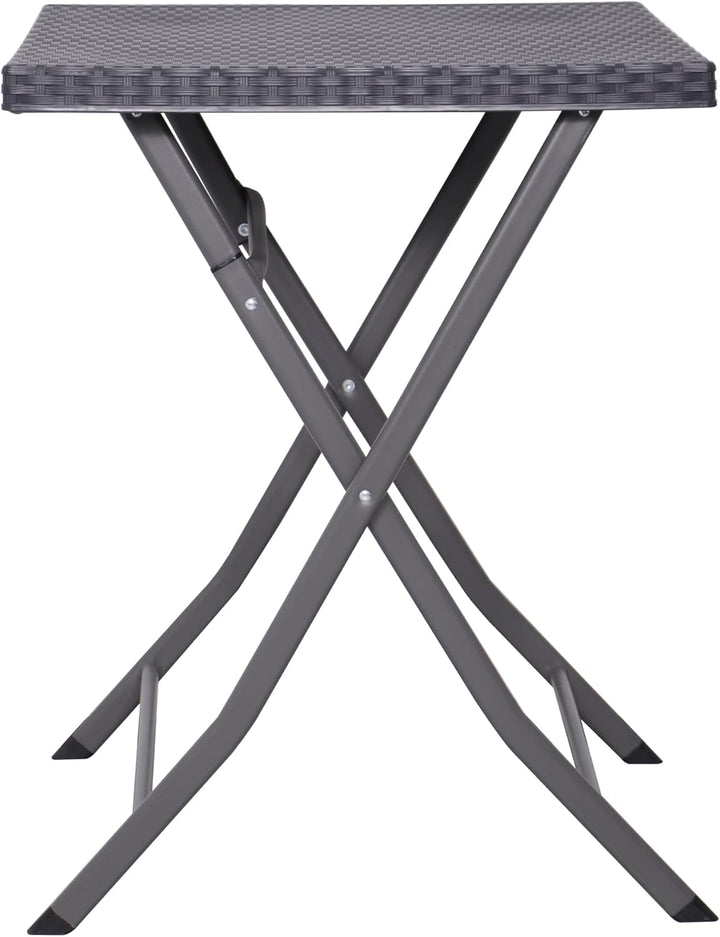 aro Outdoor Klapptisch, Stahl und Polypropylen, Rattan Optik, Grau, 58 x 58 x 76 cm, Wetterfest, für