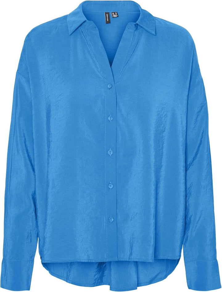 VERO MODA Damen Vmqueeny Ls Oversize Shirt WVN Ga Noos Langarmshirt XS Bright Green, XS Bright Green