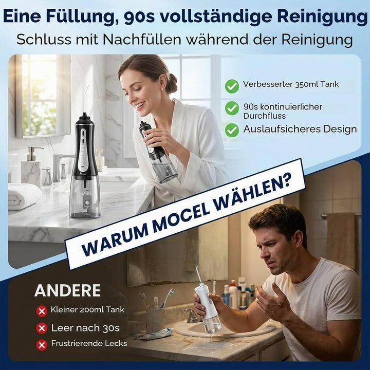 Munddusche Kabellos Elektrischer Zahnreiniger 350ML Wassertank Munddusche, 6 Multifunktionale Jet-Ti