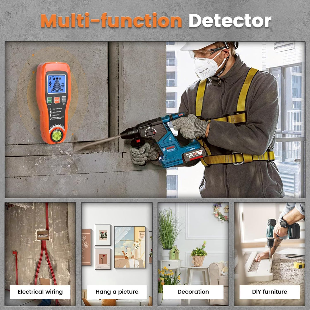 Leitungssuchgerät Ortungsgerät, Multifunktionaler Stud Finder mit LCD-Display & Audio-Alarm, Leitung