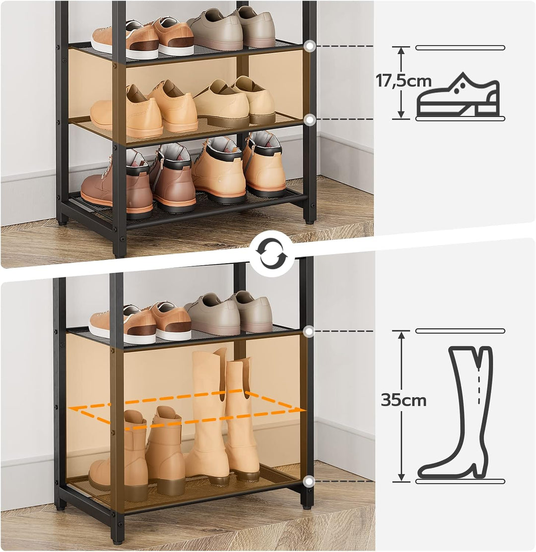HOOBRO Schuhregal mit 10 Ebenen, Schmale Schuhablage, Schuhschrank, für 18-25 Paar Schuhe, Platzspar