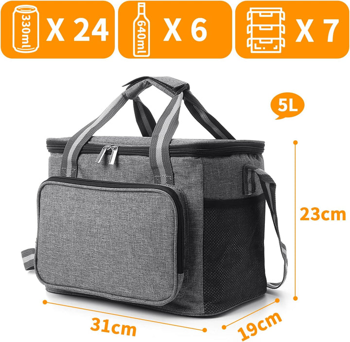 Kühltasche 15L, Kühltasche Klein Faltbar, Lunchtasche Herren Damen, Thermotasche für Büro Camping Pi