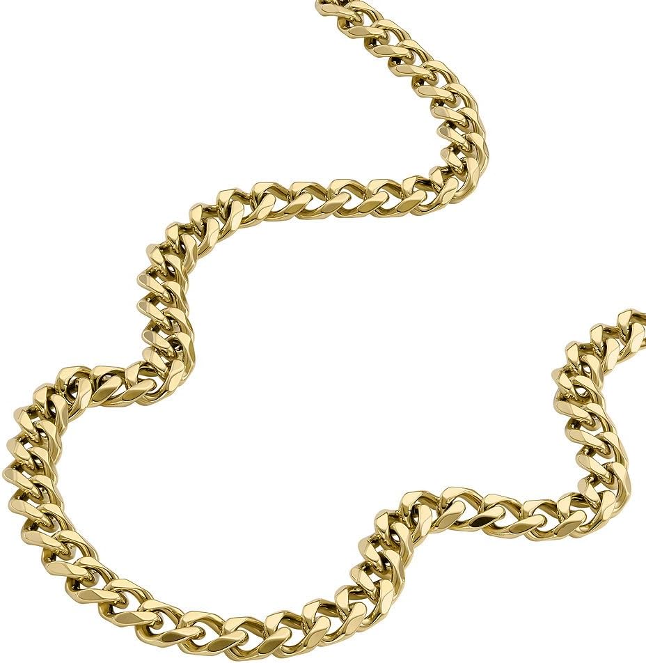 Fossil Halskette für Herren, Kette aus Edelstahl, Gelbgold