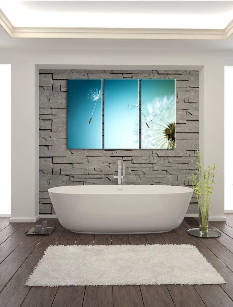 Pixxprint Löwenzahn Pusteblume als Leinwandbild/Grösse: 3 Teilig (120x80) / Wandbild/Kunstdruck/fert