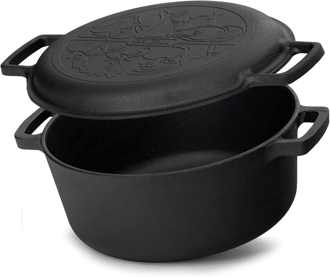4 L Kochtopf aus Gusseisen mit Deckel-Bratpfanne 2in1 Set - Induktion Bräter Brottopf Suppentopf Bra