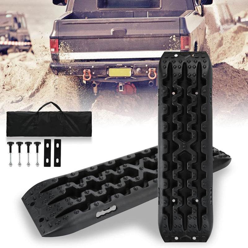 Ikodm 2x Anfahrhilfe Wohnmobil, Recovery Board Offroad Tracks, Sandbleche Traktionsmatte Kunstoff mi