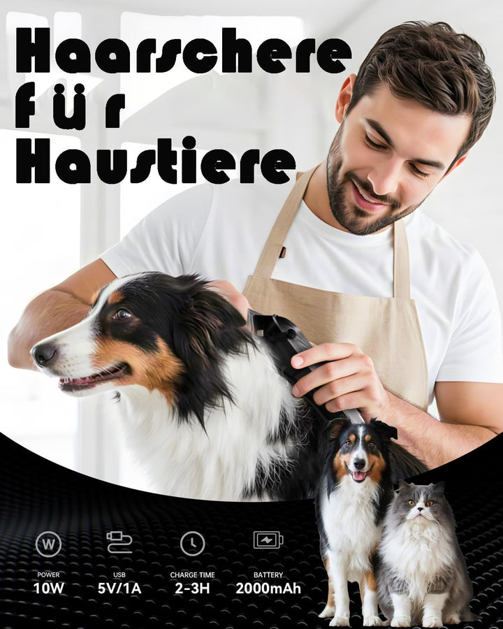 Hundeschermaschine Profi für Dichtes Fell, Schermaschine Hund, Tierhaarschneidemaschine mit LED-Anze
