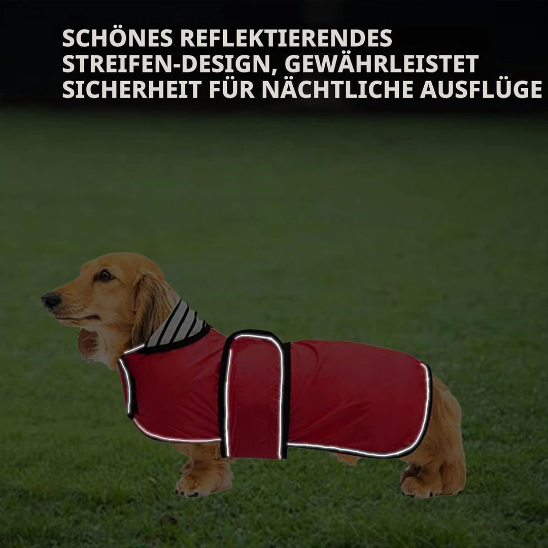 Geyecete Hunde Regenmantel,Einstellbar Wasserdicht Hundejacke für Dackel,Regenmantel mit reflektiere