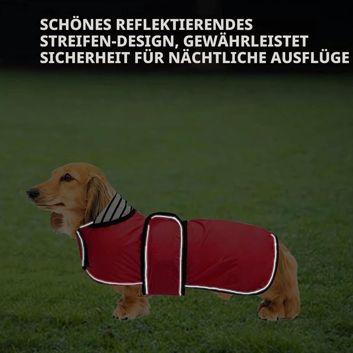 Geyecete Hunde Regenmantel,Einstellbar Wasserdicht Hundejacke für Dackel,Regenmantel mit reflektiere